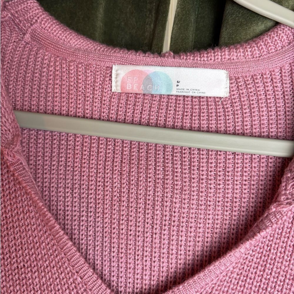 Free People Beach Claudia Sweater Knit Midi Dress with Hood Pink S - Picture 10 of 10